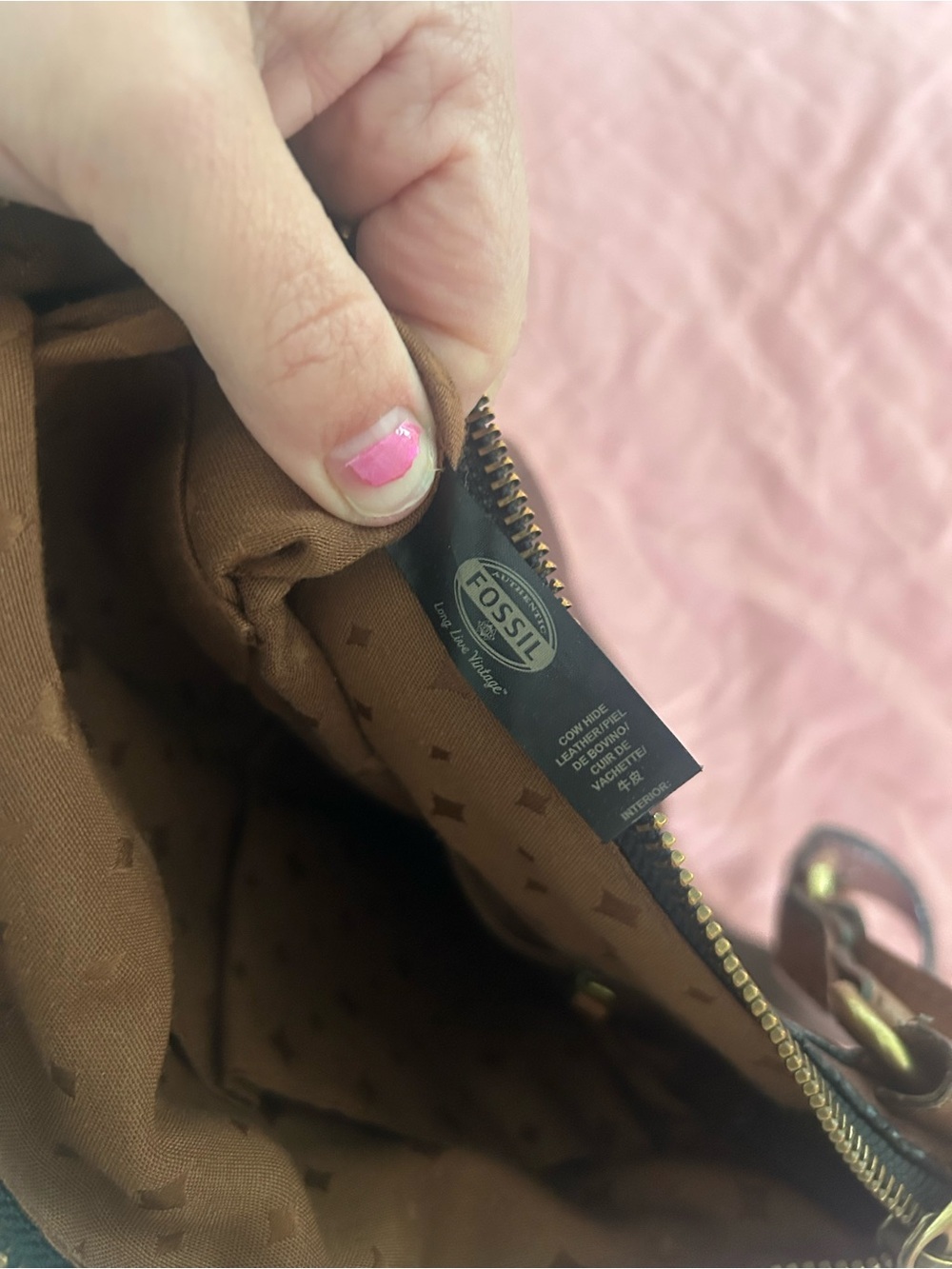 Vintage Fossil Brown Leather Crossbody Bag - Picture 8 of 12